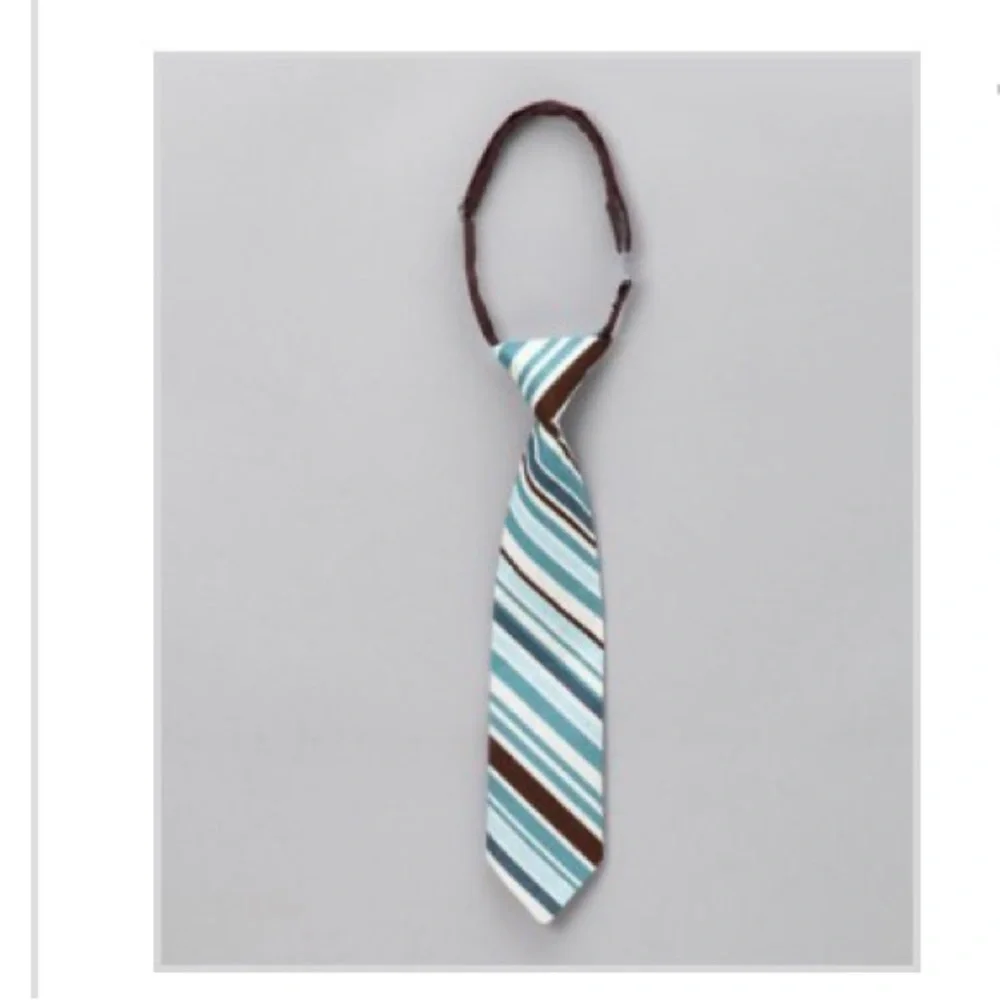 Trendy Ties Blue & Brown Striped Necktie. Size: 2T-4T